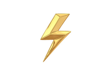 Golden Lightning Bolt Symbol isolated on a transparent background