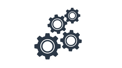 Obraz premium Interlocking dark grey gear wheels symbolize mechanical collaboration and industrial process in a minimalist flat design.