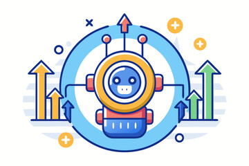 Fototapeta premium circular bot core sending upward trend icon