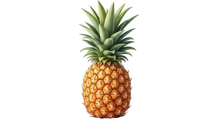 Fototapeta premium Fresh pineapple fruit with green leaves isolated on transparent background