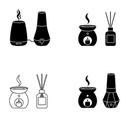 Essential oil diffuser set icons collection