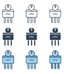 Set of simple robotic icons in various colors