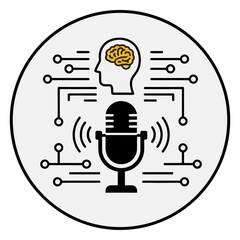 Innovative podcast concept with brain and microphone