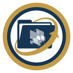 Modern data exchange icon with circular arrow