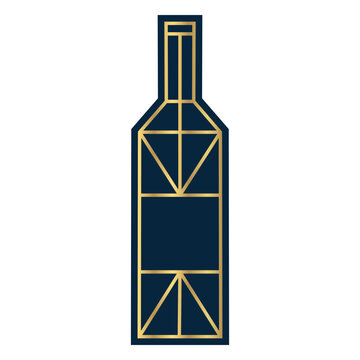 Geometric line wine bottle gold