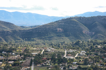 Fototapeta premium Mountain landscape surrounding Xativa city