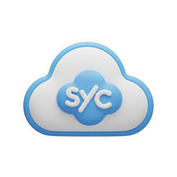 Cloud computing logo with syc symbolizing cloud storage and data management isolated on white background