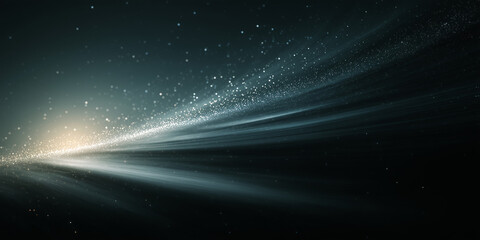 Obraz premium Light particles and stardust streaks flowing across dark space background ideal for sci-fi designs, abstract motion visuals and digital energy effects 
