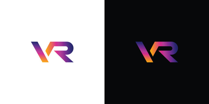 Modern and cool letter VR initials logo design