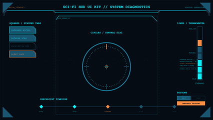 Obraz premium Futuristic heads-up display interface for system diagnostics and data monitoring