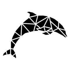 Simple polygonal cut out dolphin jumping © Vexels
