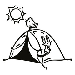 Camping tent filled stroke © Vexels