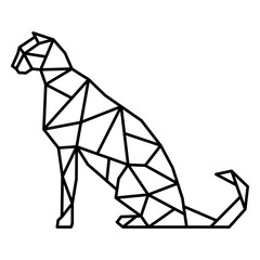 Sitting polygonal stroke cougar © Vexels