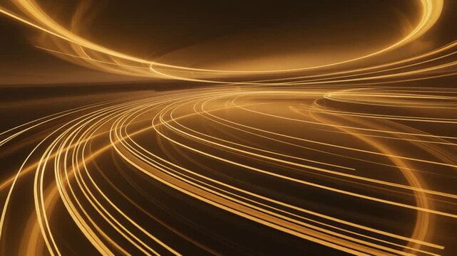 Multiple warm gold arc lines curving layered harmony flowing elegant light trails cinematic surreal ethereal ambience cascading softly glowing futuristic abstract unique style