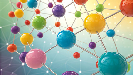 Colorful Molecular Structure with Multicolored Spheres and Connecting Lines