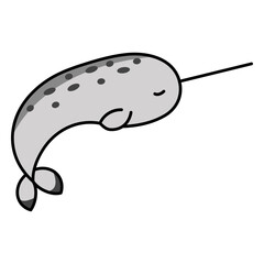 Sleeping cute stroke narwhal © Vexels