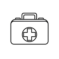 Obraz premium First aid kit icon illustration vector with medical cross and emergency supplies in a bag or box design