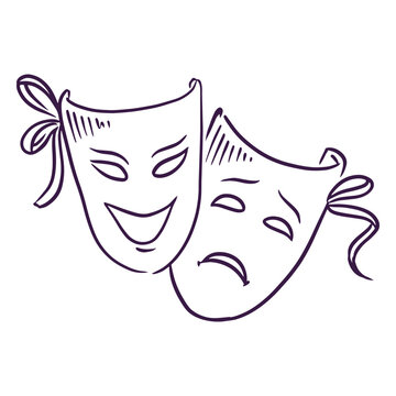 Hand drawn theater masks