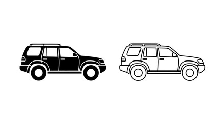 Fototapeta premium Black and white suvs, station wagons, cars, vehicles, transportation, design, illustration Vector