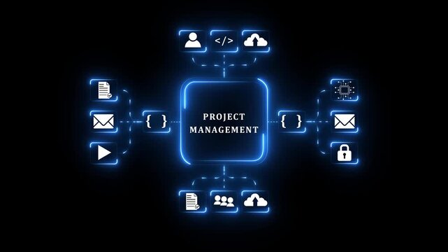 Internet, business, Technology and network concept. Project management concept. Virtual button.