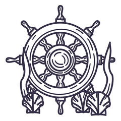 Obraz premium Ship steering wheel underwater stroke