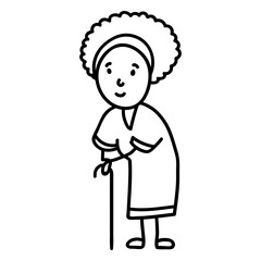 Fototapeta premium Grandmother with cane character