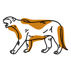 Color stroke semi colored simple cougar © Vexels