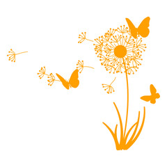 Dandelion and butterflies filled stroke © Vexels