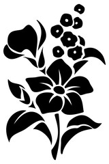 Fototapeta premium Black silhouette of flowers isolated on a white background. Floral stencil. Vector illustration