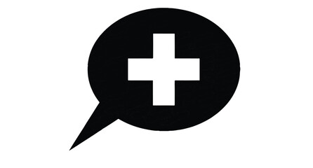 Obraz premium Healthcare communication icon featuring speech bubble with medical cross symbol for online doctor consultation messaging