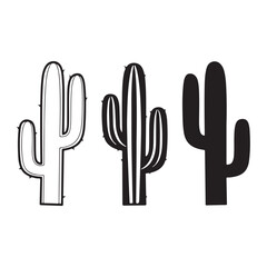 Fototapeta premium Three Stylized Cactus Illustrations in Different Styles