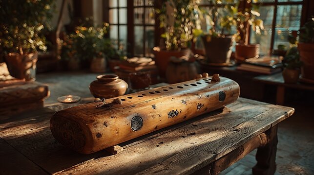 Unique bamboo guiro designed for cultural percussion high resolution picture
