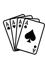 Four Aces Playing Cards Vector Illustration - Winning Poker Hand with Spades Hearts Diamonds and Clubs for Gambling and Casino Design
