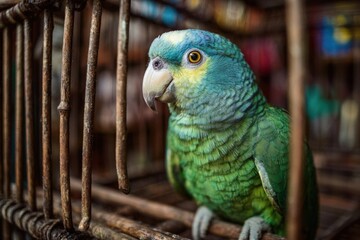 Obraz premium Parrot in a cage, gift