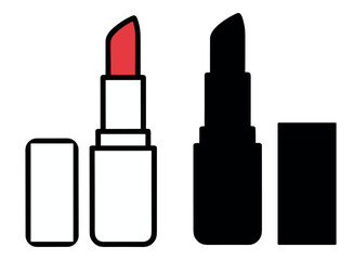 Obraz premium Lipstick packaging vector collection, cosmetic makeup beauty icons in linear outline design, isolated graphic set on transparent background