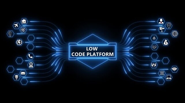 Low Code software development platform technology concept. for enterprise application automation and rapid digital transformation solutions for modern business environments