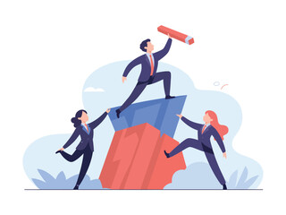 Fototapeta premium A group of business professionals working together to achieve success and reach their goals.