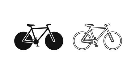 Fototapeta premium Two bicycles: mountain bike and road bike, black and white line art Vector