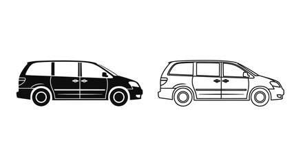Fototapeta premium Minivan and multi-purpose vehicle comparison illustration, two types of vehicle Vector