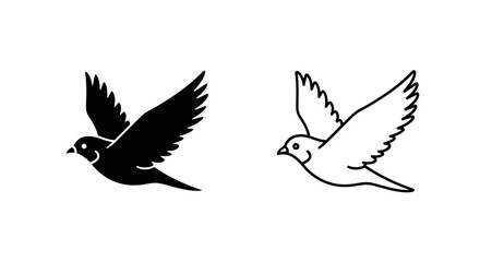 Obraz premium Two black and white birds flying in opposite directions Vector