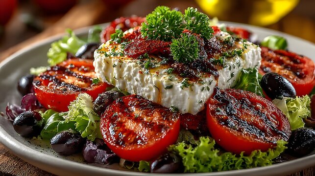 salad with feta cheese and percil