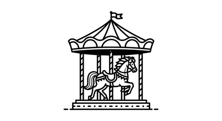 Classic carousel with a horse and rider under a decorative canopy Vector © jannat Stock