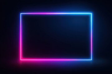 Vibrant neon rectangle frame on dark background