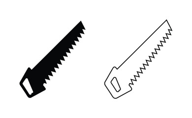 Fototapeta premium Two saws with different teeth patterns and handle designs shown in black and white Vector