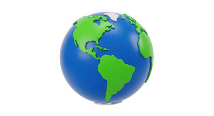 Obraz premium Earth globe with visible continents of North America South America and Africa on blue background isolated on a transparent background
