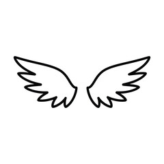 Fototapeta premium Simple black and white illustration of a pair of feathered wings
