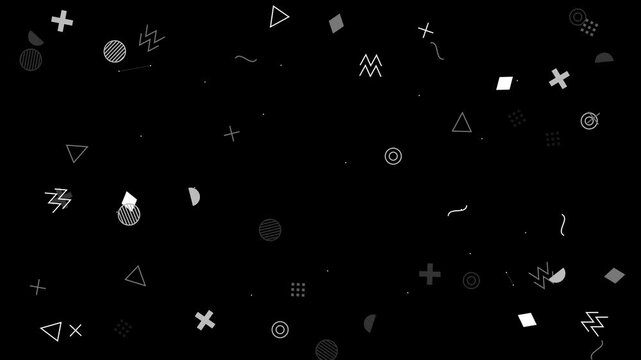 Abstract Black and White Memphis Style Geometric Shapes Background