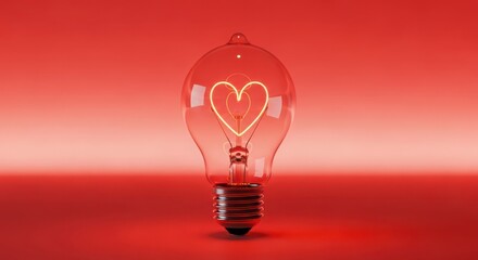 A light bulb with a glowing heart inside, symbolizing love and warmth.