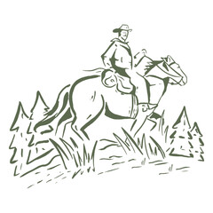 Fototapeta premium Man riding on a horse
