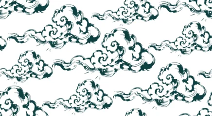 clouds wind japanese chinese seamless vector pattern ink design  © CharlieNati
